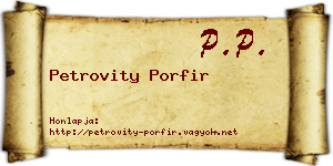 Petrovity Porfir névjegykártya